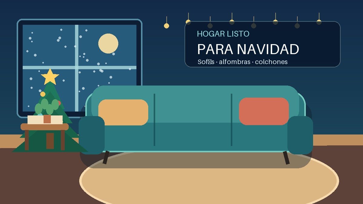 Salón acogedor con sofá limpio y decoración navideña listo para recibir visitas