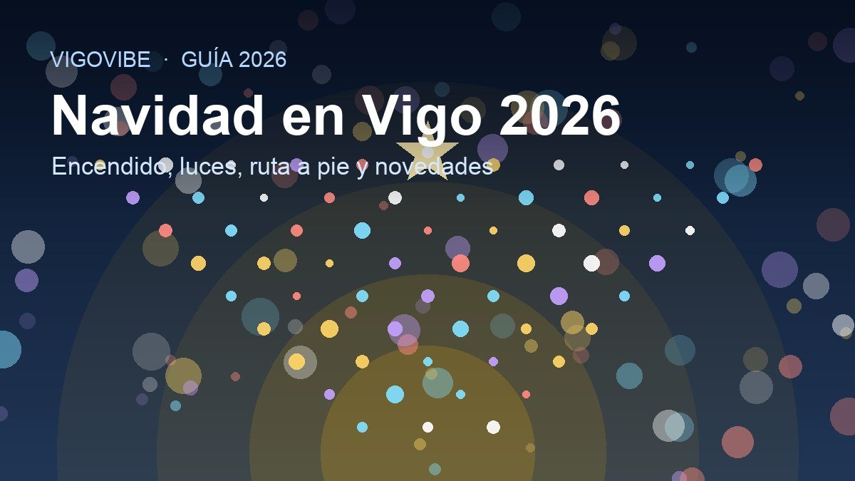 Árbol de Navidad gigante de Porta do Sol en Vigo iluminado al anochecer